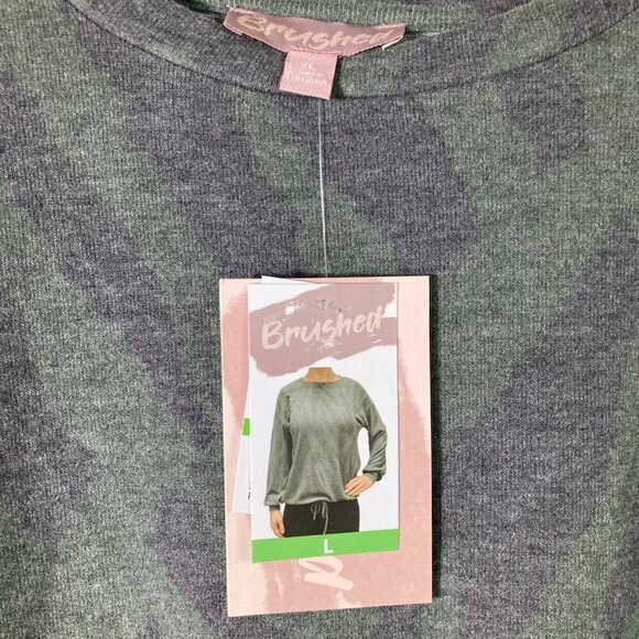 Womens Brushed Sweatshirt Tie Front Jungle Green Zebra L NWT #8 - Picture 5 of 6